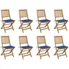 Image de vidaXL Chaises pliables d'extérieur et coussins lot de 8 Bois d'acacia