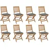 Image de vidaXL Chaises pliables avec coussins - Lot de 8 - Bois d'acacia