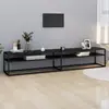 Image de vidaXL Meuble TV Marbre noir et verre trempé