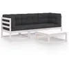 Image de vidaXL Salon de jardin 4 pcs avec coussins - Bois de pin massif - Blanc, Anthracite