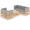 Image de vidaXL Salon de jardin 6 pièces avec coussins - Bois de pin massif