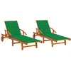 Image de vidaXL Chaises longues avec coussins - Acacia solide