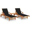 Image de VidaXL Lot de 2 chaises longues avec table et coussins