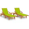 Image de vidaXL Chaises longues et Table - Acacia - Vert