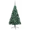Image de vidaXL Demi-arbre de Noël pré-éclairé - 150 cm
