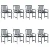 Image de vidaXL Lot de 8 chaises de jardin et coussins bois acacia gris