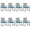 Image de vidaXL Chaises de jardin avec coussins lot de 8 - Acacia gris