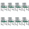 Image de vidaXL Chaises de jardin bois acacia solide - Lot de 8 avec coussins gris