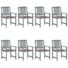 Image de vidaXL Chaises de jardin et coussins lot de 8 gris