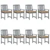 Image de vidaXL Chaises de jardin lot de 8 - Bois acacia solide