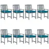 Image de vidaXL Chaises de jardin avec coussins bleu clair - Bois acacia solide