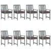 Image de vidaXL Chaises de jardin et coussins - Bois d'acacia gris lot de 8