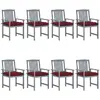 Image de Vidaxl Chaises de jardin et coussins - Bois d'acacia gris (lot de 8)