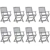 Image de vidaXL Chaises pliables d'extérieur - Bois d'acacia - Coussins gris