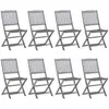 Image de vidaXL Chaises pliables avec coussins lot de 8 - Acacia