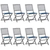 Image de vidaXL Chaises pliables d'extérieur lot de 8 et coussins Bois d'acacia