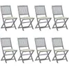 Image de vidaXL Chaises pliables d'extérieur lot de 8 et coussins