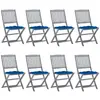 Image de vidaXL Chaises pliantes 8 pièces avec coussins en bois d'acacia massif