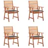 Image de vidaXL Chaises à manger d'extérieur lot de 4 et coussins Acacia massif