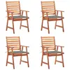 Image de vidaXL Chaises à manger d'extérieur lot de 4 et coussins Acacia massif