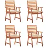 Image de vidaXL Chaises à manger d'extérieur lot de 4 et coussins Acacia massif