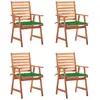 Image de vidaXL Chaises à manger d'extérieur lot de 4 et coussins Acacia massif