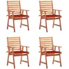 Image de vidaXL Chaises à manger d'extérieur lot de 4 et coussins Acacia massif