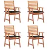 Image de vidaXL Chaises à manger d'extérieur lot de 4 et coussins Acacia massif
