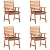 Image de vidaXL Chaises à manger d'extérieur lot de 4 et coussins Acacia massif