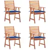 Image de vidaXL Chaises à manger d'extérieur lot de 4 et coussins Acacia massif
