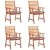 Image de vidaXL Chaises à manger d'extérieur lot de 4 et coussins Acacia massif