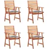 Image de vidaXL Chaises à manger d'extérieur lot de 4 et coussins Acacia massif