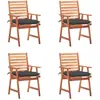Image de vidaXL Chaises à manger d'extérieur lot de 4 et coussins Acacia massif