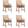 Image de vidaXL Chaises à manger d'extérieur lot de 4 et coussins Acacia massif