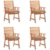 Image de vidaXL Chaises à manger d'extérieur lot de 4 et coussins Acacia massif