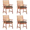 Image de vidaXL Chaises à manger d'extérieur lot de 4 et coussins Acacia massif