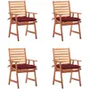 Image de vidaXL Chaises à manger d'extérieur lot de 4 et coussins Acacia massif