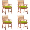 Image de vidaXL Chaises à manger d'extérieur lot de 4 et coussins Acacia massif