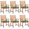 Image de vidaXL Chaises à manger d'extérieur acacia massif - Lot de 6 et coussins verts