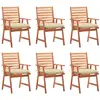 Image de vidaXL Chaises à manger d'extérieur avec coussins - Acacia massif - Lot de 6
