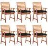 Image de vidaXL Chaises à manger d'extérieur avec coussins - Noir - Lot de 6