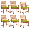 Image de vidaXL Chaises à manger d'extérieur lot de 6 avec coussins - Acacia