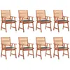 Image de vidaXL Chaises à manger d'extérieur lot de 8 et coussins Acacia massif
