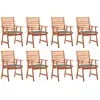 Image de vidaXL Chaises à manger d'extérieur lot de 8 et coussins Acacia massif
