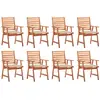 Image de vidaXL Chaises à manger d'extérieur lot de 8 et coussins Acacia massif
