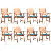 Image de vidaXL Chaises à manger d'extérieur lot de 8 et coussins Acacia massif