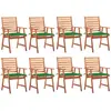 Image de vidaXL Chaises à manger d'extérieur lot de 8 et coussins Acacia massif