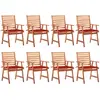 Image de vidaXL Chaises à manger d'extérieur lot de 8 et coussins Acacia massif