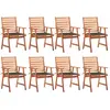Image de vidaXL Chaises à manger d'extérieur lot de 8 et coussins Acacia massif