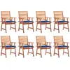 Image de vidaXL Chaises à manger d'extérieur lot de 8 et coussins Acacia massif